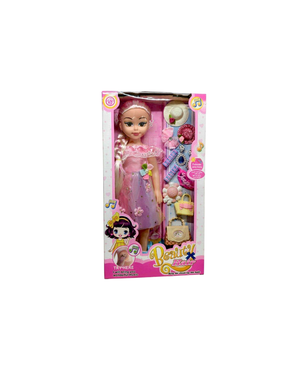 Σετ κούκλα με αξεσουάρ ομορφιάς - F018-1118