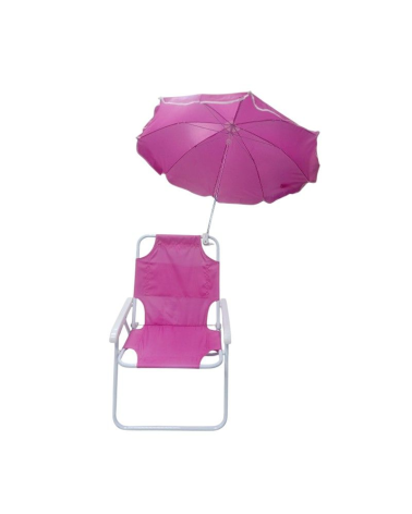 Παιδική πτυσσόμενη καρέκλα camping με ομπρέλα - 1047 - 241712 - Pink