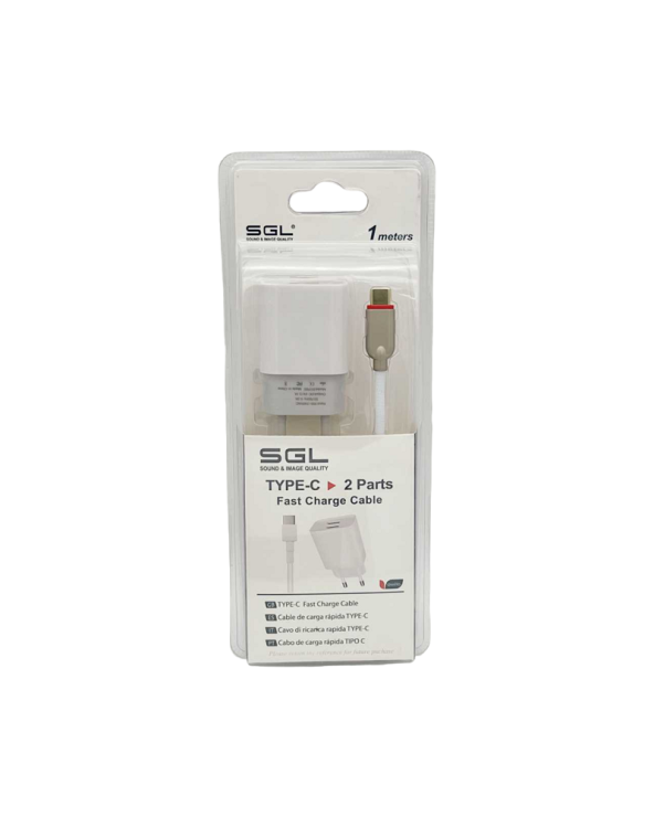 Αντάπτορας φόρτισης με καλώδιο και 2 θύρες USB - TypeC - Quick Charge - FA1-S2 - 1m