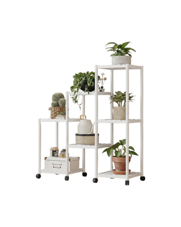 Διακοσμητική τροχήλατη ραφιέρα δαπέδου με 7 ράφια - YH9628-2A - 114128 - White