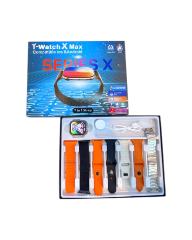 Σετ Smartwatch με 7 λουράκια - T-Watch X Max - 814178 - Orange