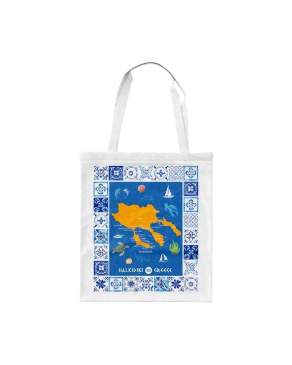 Υφασμάτινη τουριστική τσάντα καμβάς - Chalkidiki - 40x35cm