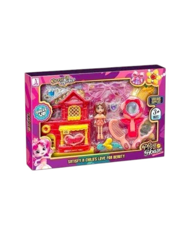 Σετ κούκλα με κουκλόσπιτο mini & αξεσουάρ ομορφιάς - 633-12