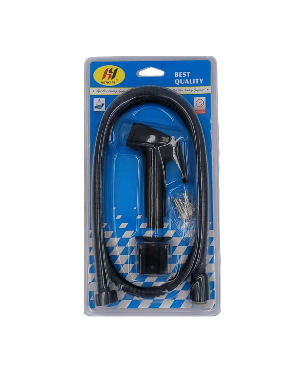 Πιστόλι ντουζιέρας με διακόπτη και σπιράλ - 1.2m - Black