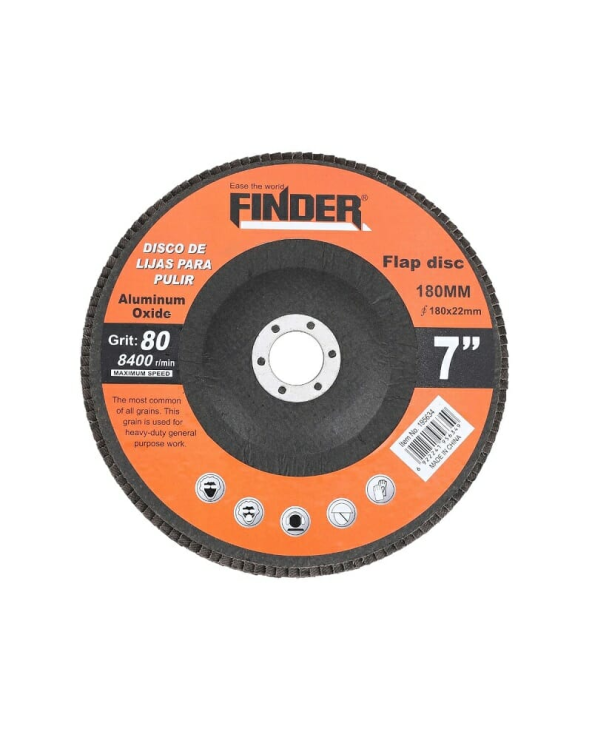 Πολύπτερο λείανσης μετάλλου για γωνιακό τροχό - 7"" - Grit80 - Finder