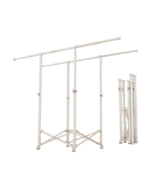 Πτυσσόμενη κρεμάστρα δαπέδου & απλώστρα ρούχων τροχήλατη - SG202601 - 282203 - White
