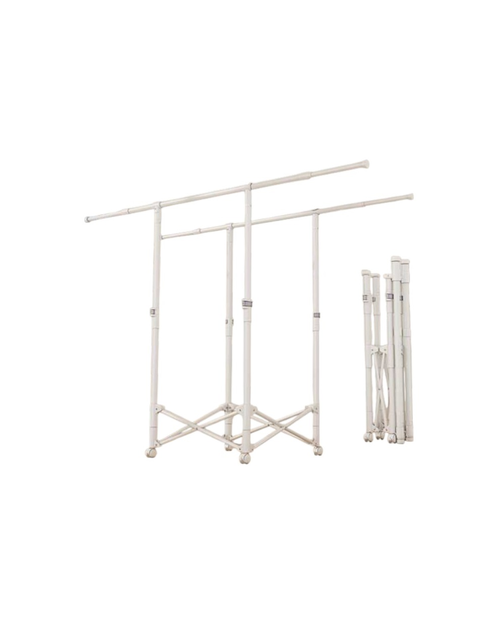 Πτυσσόμενη κρεμάστρα δαπέδου & απλώστρα ρούχων τροχήλατη - SG202601 - 282203 - White