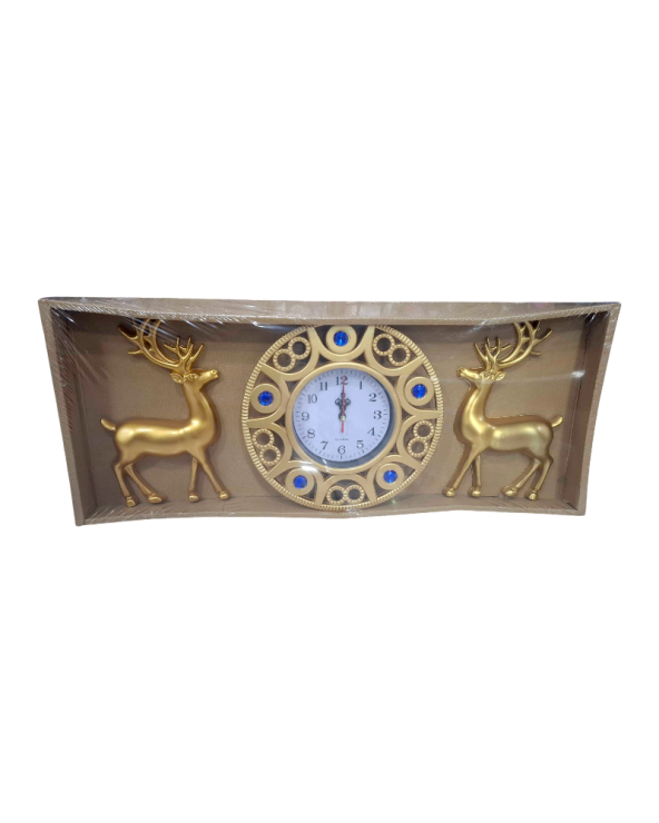 Ρολόι τοίχου με διακοσμητικά ελάφια - 3pcs - 918-5 - 391858 - Gold