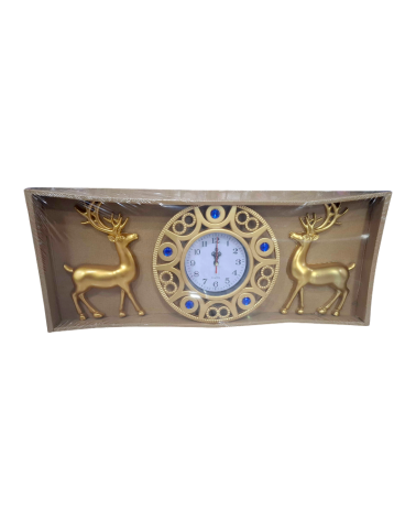 Ρολόι τοίχου με διακοσμητικά ελάφια - 3pcs - 918-5 - 391858 - Gold