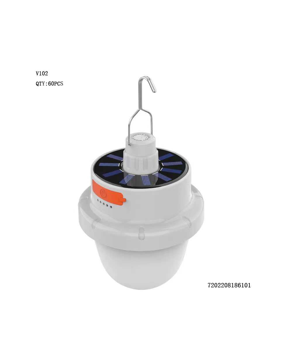 Επαναφορτιζόμενη λάμπα LED κρεμαστή με ηλιακό πάνελ - V102