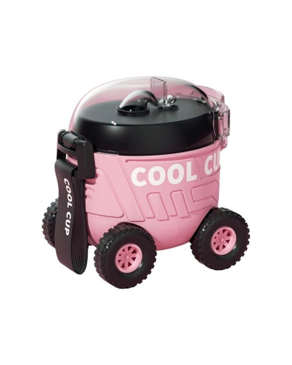 Παιδικό παγούρι πλαστικό - Αυτοκινητάκι - 600ml - 722399 - Pink