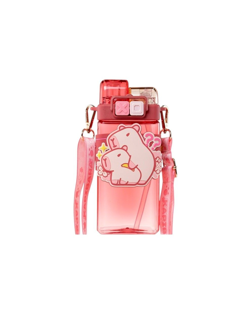 Παιδικό παγούρι πλαστικό με καλαμάκι - 650ml - 722474 - Pink