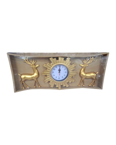 Ρολόι τοίχου με διακοσμητικά ελάφια - 3pcs - 905-5 - 390554 - Gold