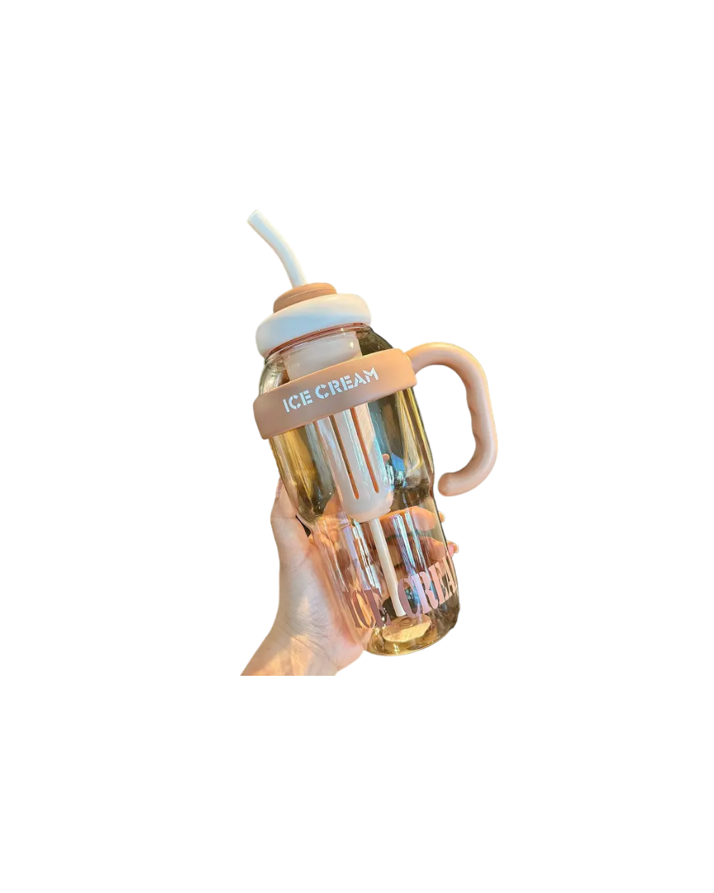 Φορητό παγούρι πλαστικό με καλαμάκι - 1300ml - RTS16 - 590166 - Beige