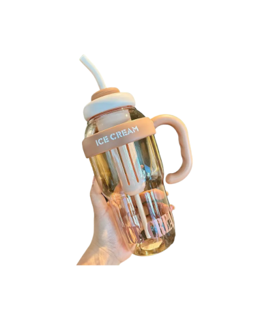 Φορητό παγούρι πλαστικό με καλαμάκι - 1300ml - RTS16 - 590166 - Beige