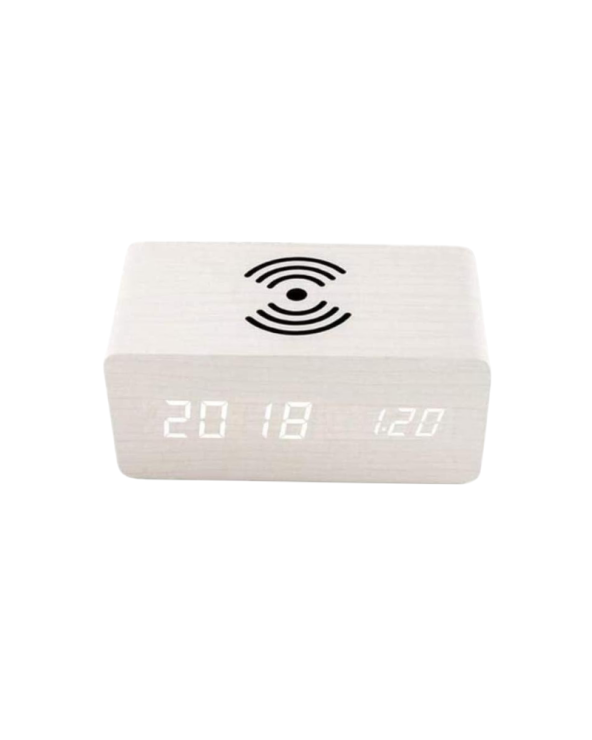 Ψηφιακό ρολόι - Ξυπνητήρι με βάση ασύρματης φόρτισης smartphone - ET025-MINI - 909467 - White