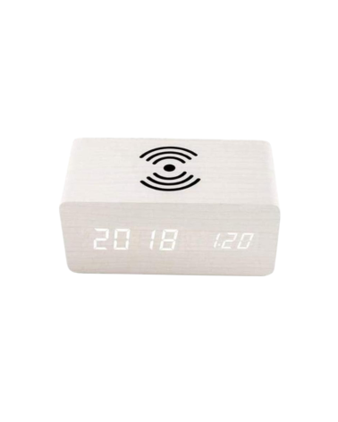 Ψηφιακό ρολόι - Ξυπνητήρι με βάση ασύρματης φόρτισης smartphone - ET025-MINI - 909467 - White