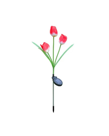 Φωτιζόμενα διακοσμητικά λουλούδια LED με ηλιακό πάνελ - 2pcs - 150296 - Red