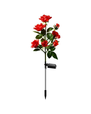 Φωτιζόμενα διακοσμητικά λουλούδια LED με ηλιακό πάνελ - 2pcs - 150289 - Red