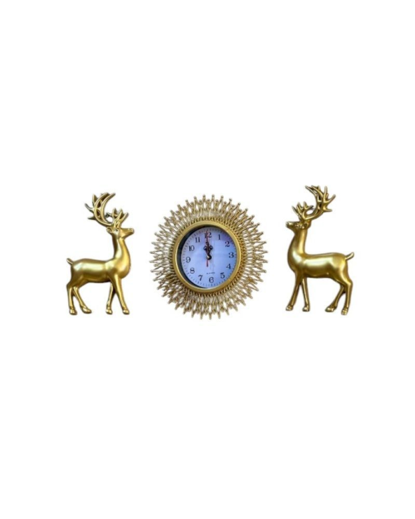 Ρολόι τοίχου με διακοσμητικά ελάφια - 3pcs - 911-5 - 391155 - Gold