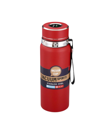 Φορητό παγούρι-θερμός με ψηφιακό θερμόμετρο - 600ml - 168440 - Red