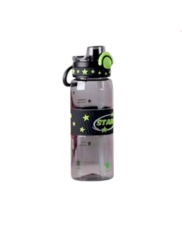 Φορητό παγούρι πλαστικό με καλαμάκι - 600ml - 722443 - Black