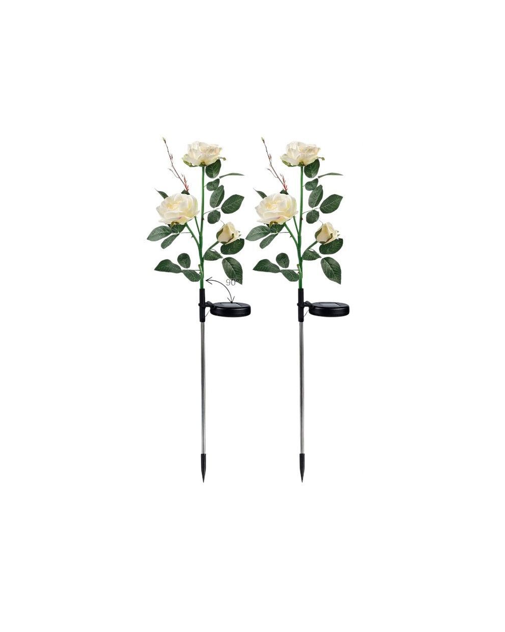 Φωτιζόμενα διακοσμητικά λουλούδια LED με ηλιακό πάνελ - 2pcs - 150333 - White