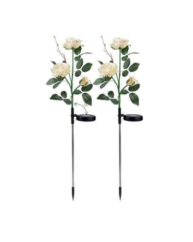 Φωτιζόμενα διακοσμητικά λουλούδια LED με ηλιακό πάνελ - 2pcs - 150333 - White