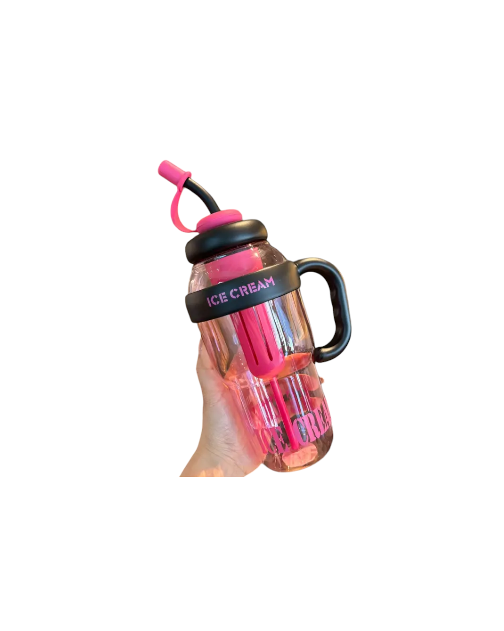 Φορητό παγούρι πλαστικό με καλαμάκι - 1300ml - RTS16 - 590166 - Fuchsia