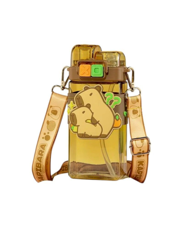 Παιδικό παγούρι πλαστικό με καλαμάκι - 650ml - 722474 - Brown