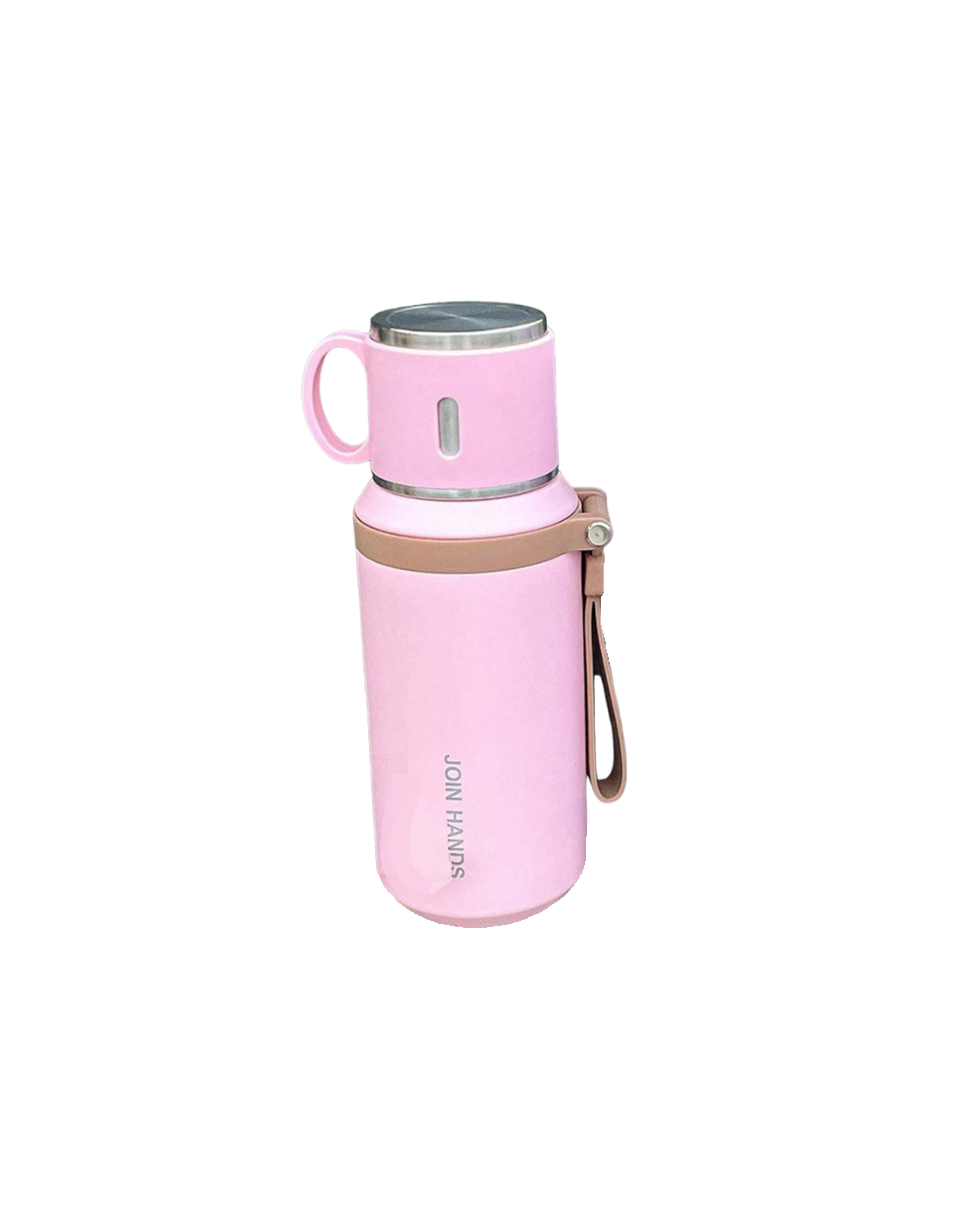 Φορητό παγούρι-θερμός με κούπα - 650ml - 954149 - Pink