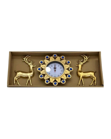 Ρολόι τοίχου με διακοσμητικά ελάφια - 3pcs - 917-5 - 391759 - Gold