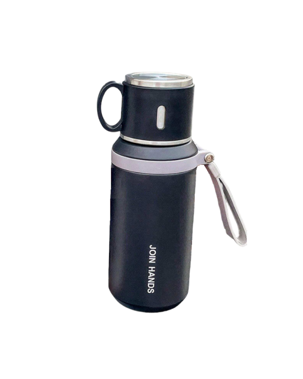 Φορητό παγούρι-θερμός με κούπα - 650ml - 954149 - Black