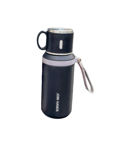 Φορητό παγούρι-θερμός με κούπα - 650ml - 954149 - Black