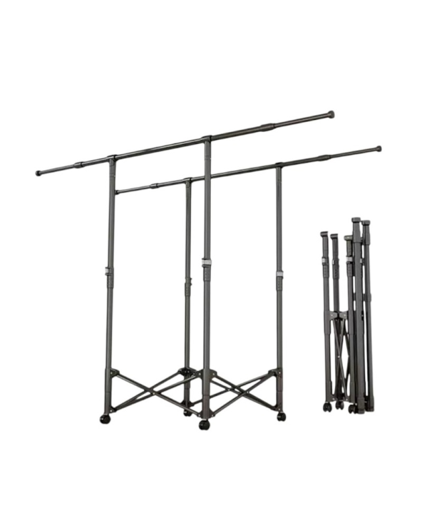 Πτυσσόμενη κρεμάστρα δαπέδου & απλώστρα ρούχων τροχήλατη - SG202601 - 282203 - Black