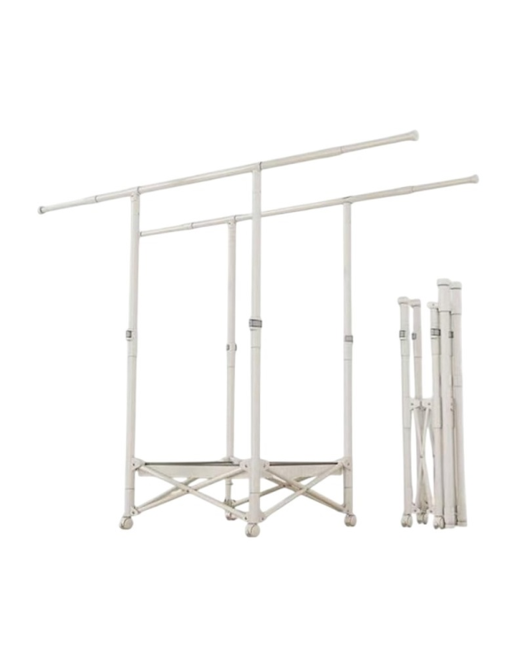 Πτυσσόμενη κρεμάστρα δαπέδου & απλώστρα ρούχων τροχήλατη - SG202602 - 282210 - White