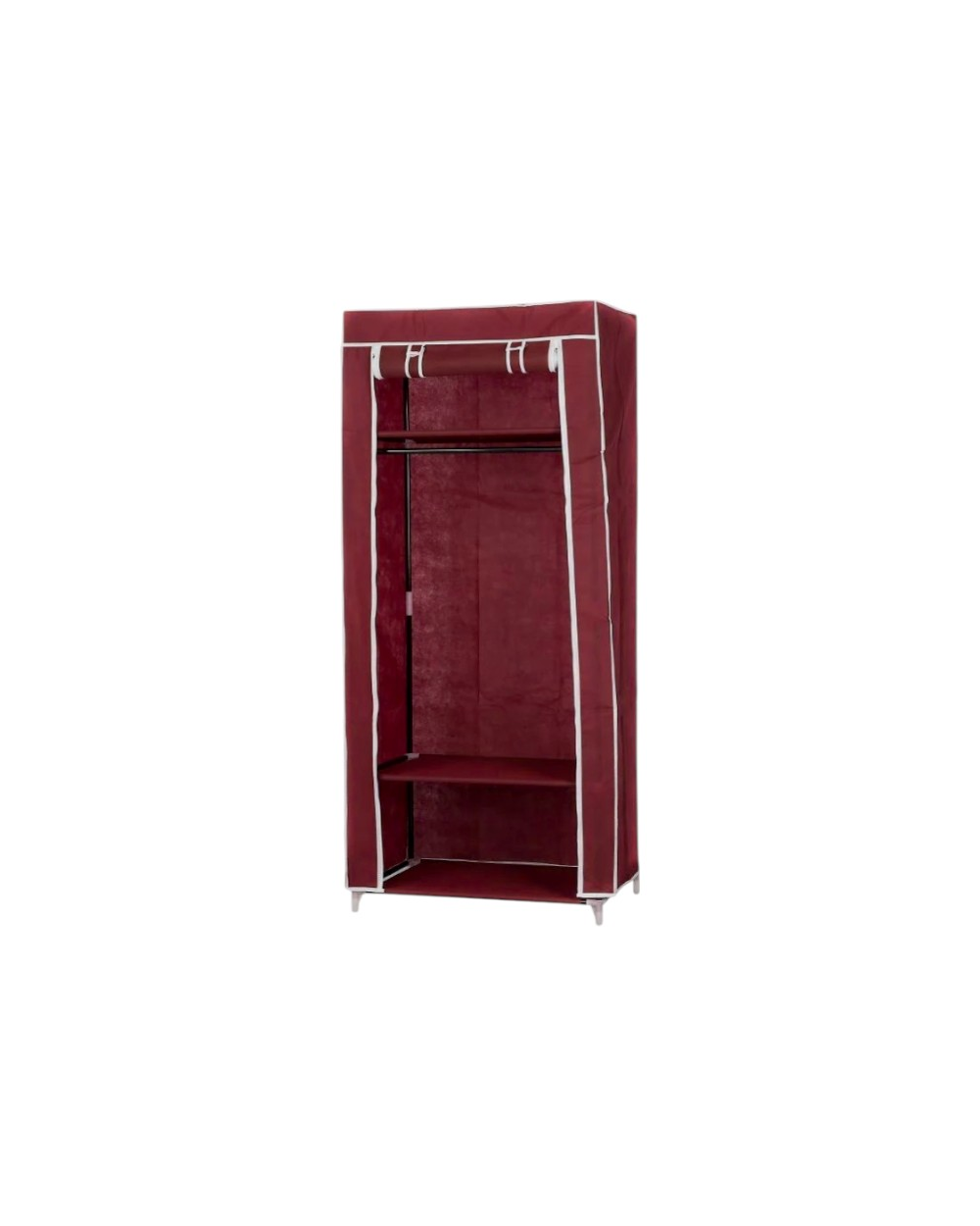 Υφασμάτινη ντουλάπα ρούχων με ράφια - 8875 - 521711 - Dark Red