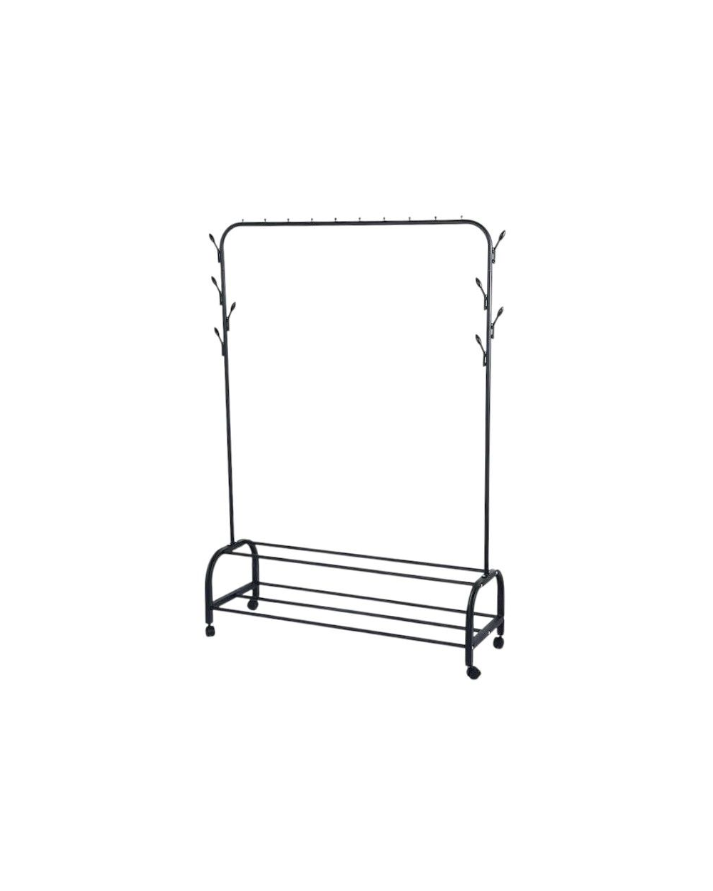 Τροχήλατη κρεμάστρα δαπέδου με ράφια παπουτσιών - YP-608 - 522619 - Black