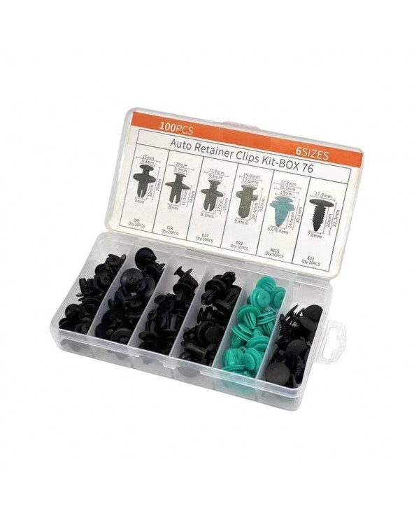 Σετ συνδετήρες αυτοκινήτου 6 τύπων - 100pcs