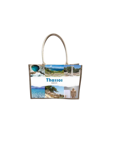 Τουριστική τσάντα λινή με κουμπί - Thassos - 36*25*16cm