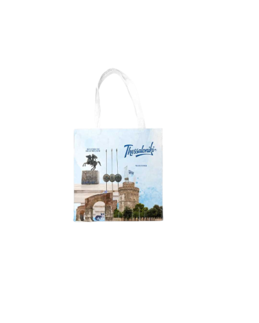 Υφασμάτινη τουριστική τσάντα καμβάς με φερμουάρ - Thessaloniki - 35*40cm