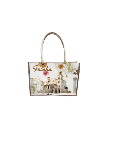 Τουριστική τσάντα λινή με κουμπί - Paralia - 36*25*16cm