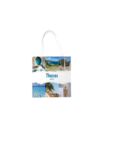 Υφασμάτινη τουριστική τσάντα καμβάς με φερμουάρ - Thassos - 35*40cm