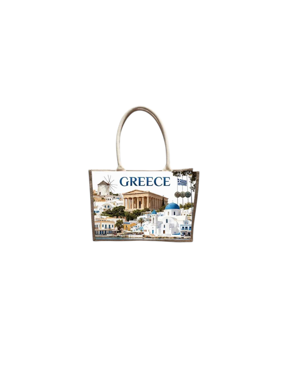 Τουριστική τσάντα λινή με κουμπί - Greece - 36*25*16cm