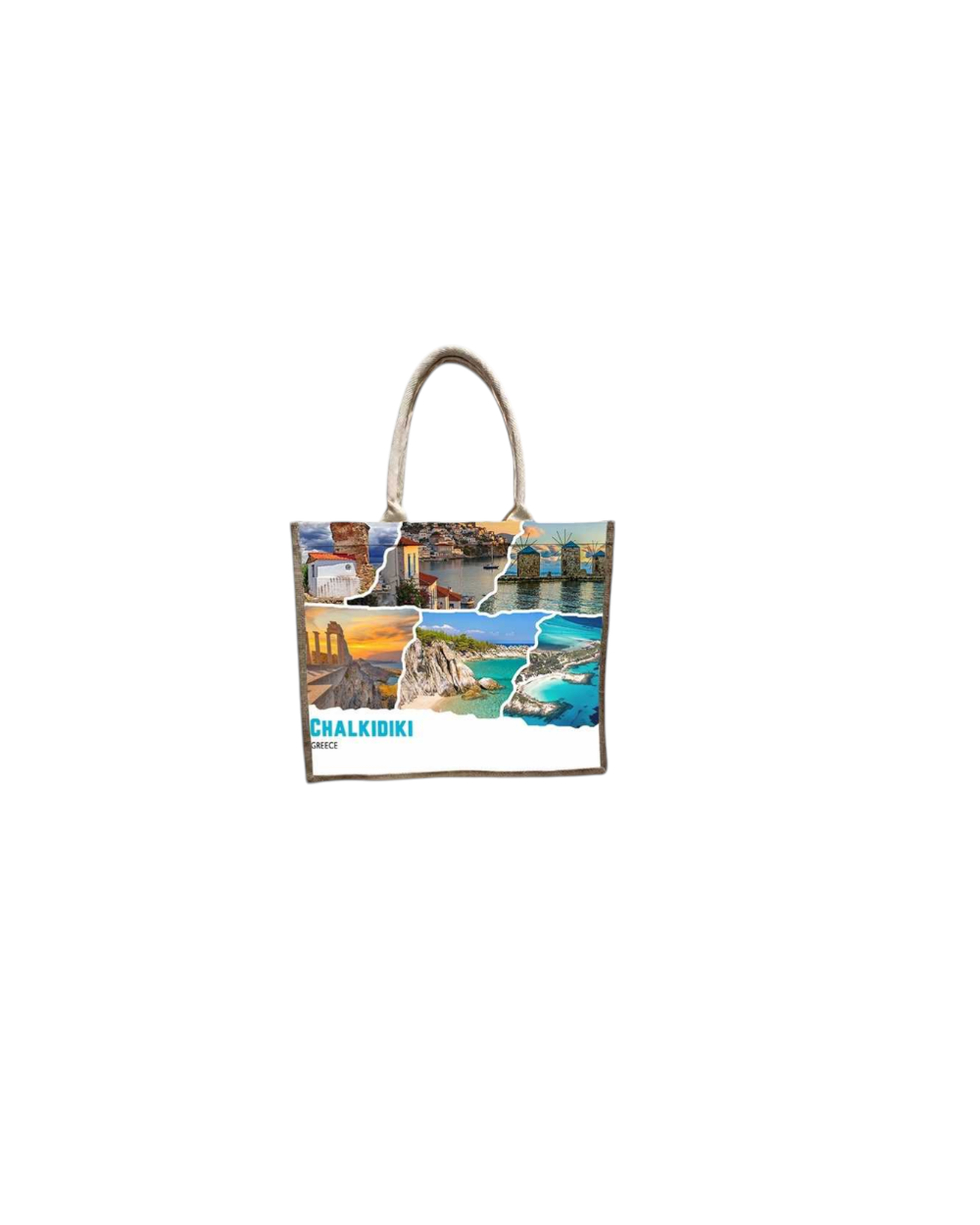 Τουριστική τσάντα λινή με φερμουάρ - Chalkidiki - 40*34*19cm