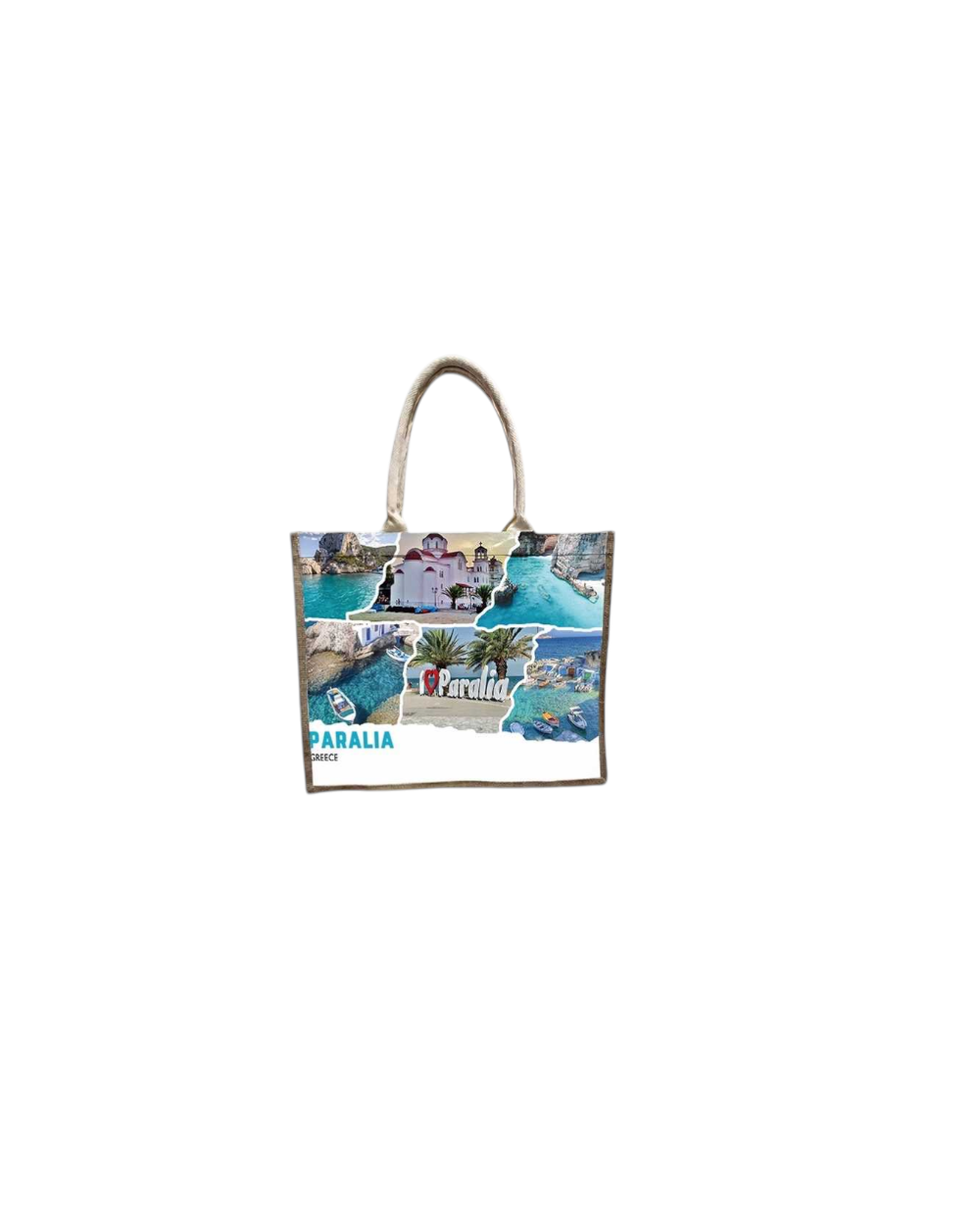 Τουριστική τσάντα λινή με φερμουάρ - Paralia - 40*34*19cm