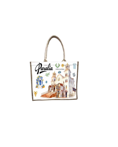 Τουριστική τσάντα λινή με φερμουάρ - Paralia - 40*34*19cm