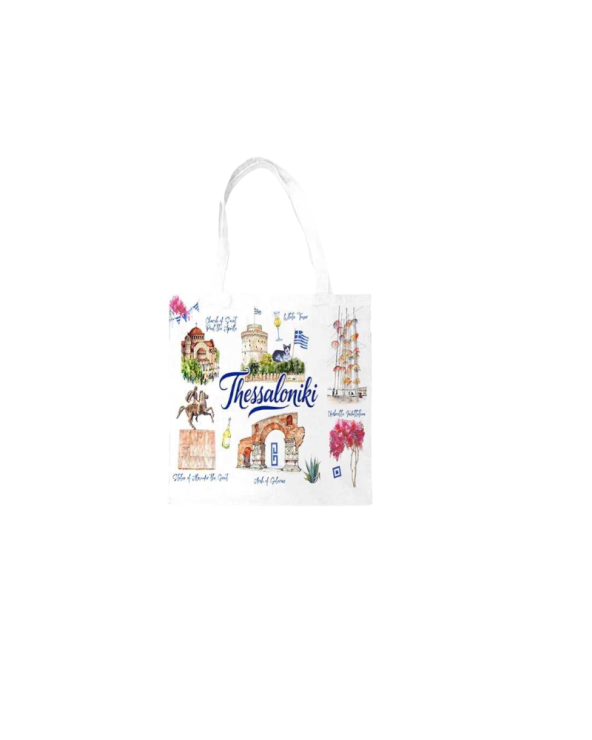 Υφασμάτινη τουριστική τσάντα καμβάς με φερμουάρ - Thessaloniki - 35*40cm