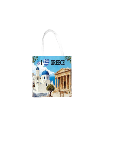 Υφασμάτινη τουριστική τσάντα καμβάς με φερμουάρ - Greece - 35*40cm
