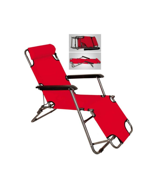 Πτυσσόμενη καρέκλα - ξαπλώστρα παραλίας - 1236 - 270942 - Red
